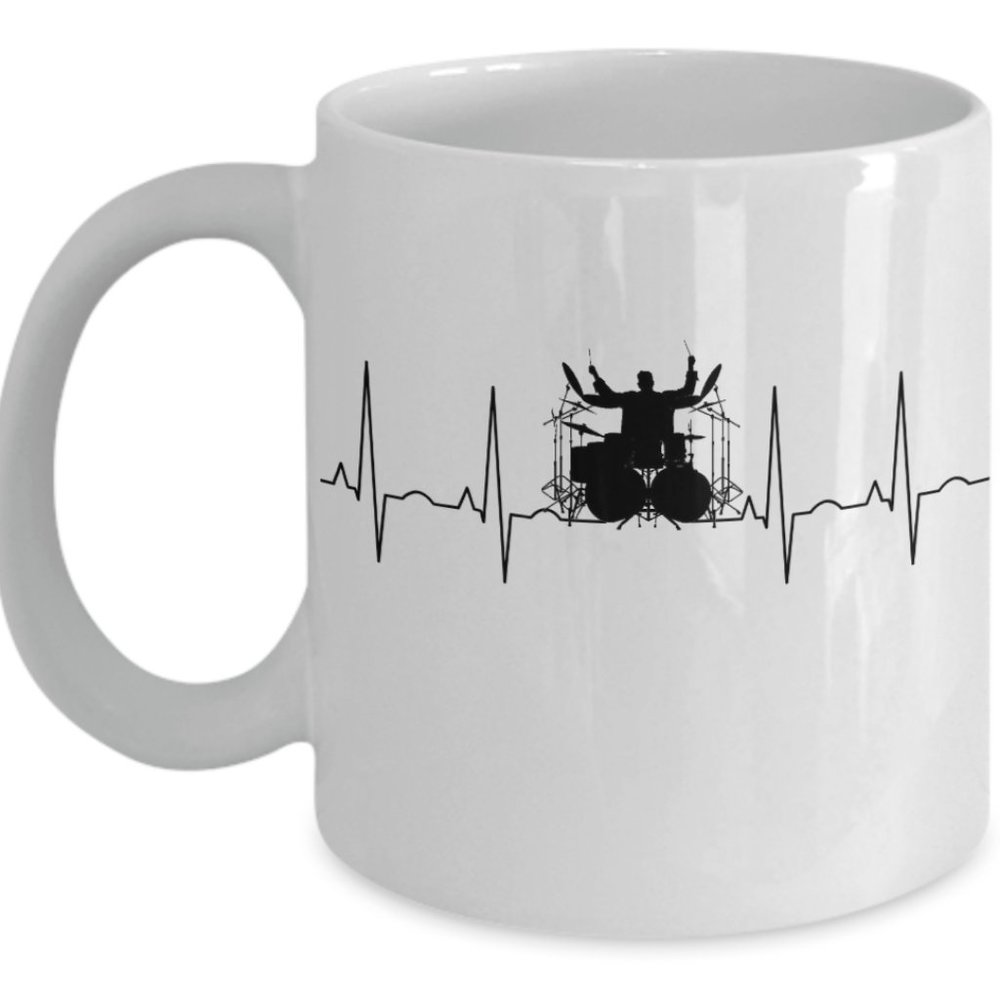 Music lover Gift for drummers, Drummer heartbeat Drum player Coffee Mug 11oz
